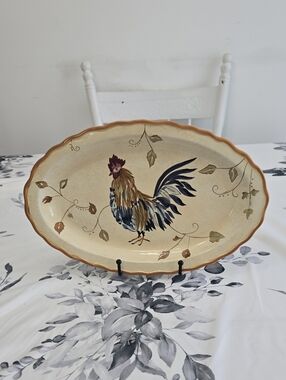 Whole Home Canterbury Rooster Oval Platter Ceramic 13.75"